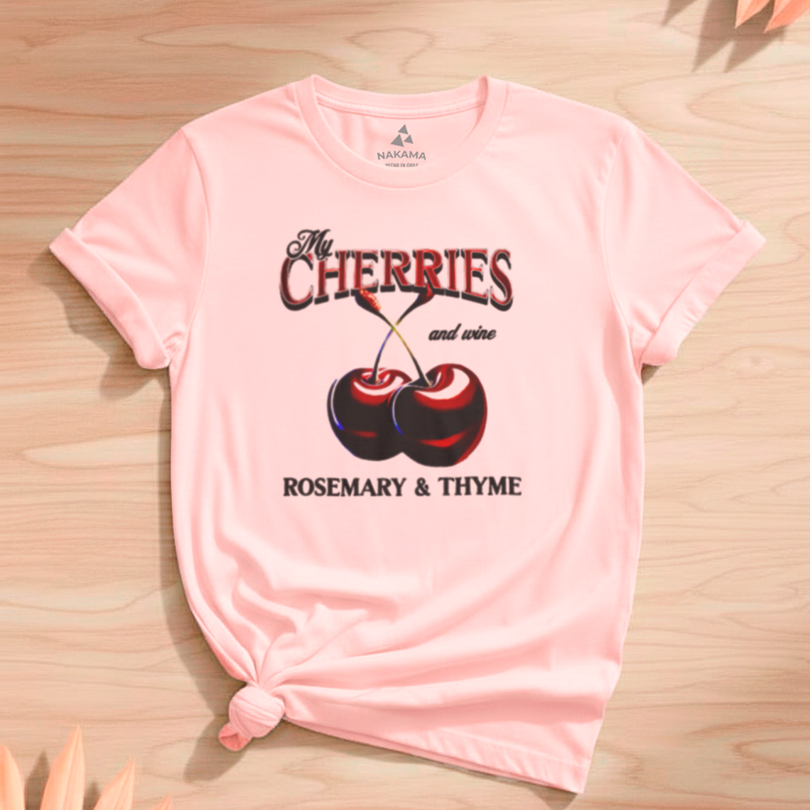 Polera Mujer Cherries And Wine Diseño Frutas Algodón Premium 2