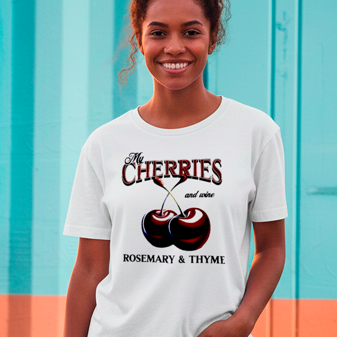 Polera Mujer Cherries And Wine Diseño Frutas Algodón Premium 3