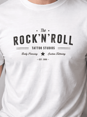 Polera Rocknroll Tattoo Studios Estilo Retro Vintage