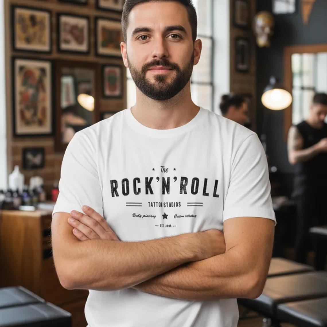 Polera Rocknroll Tattoo Studios Estilo Retro Vintage 1