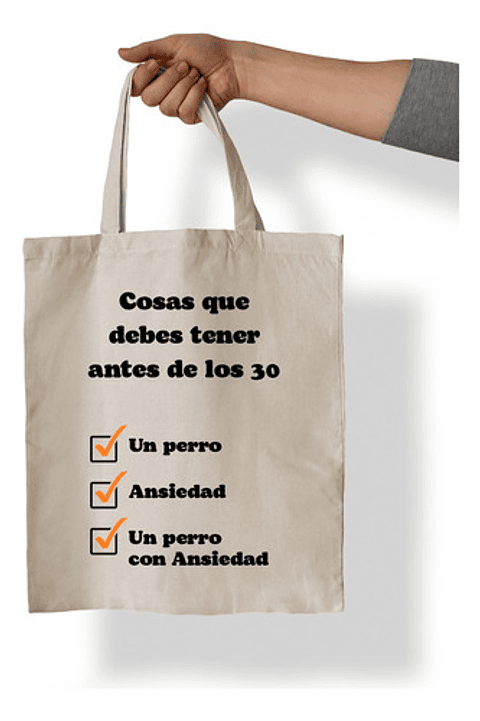 Tote Bag Mis Metas De 30 Años. Algodón 100%. Naladog Store