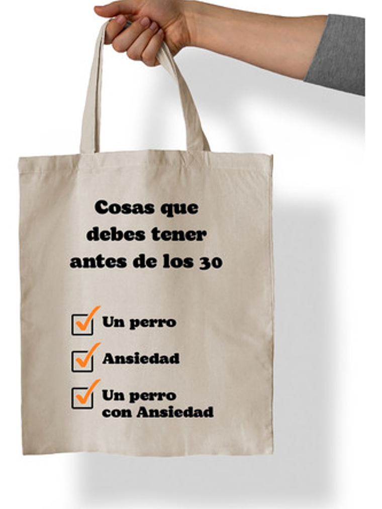 Tote Bag Mis Metas De 30 Años. Algodón 100%. Naladog Store 1