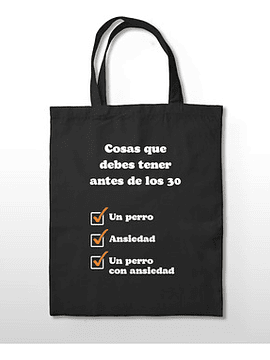 Tote Bag Mis Metas De 30 Años. Algodón 100%. Naladog Store