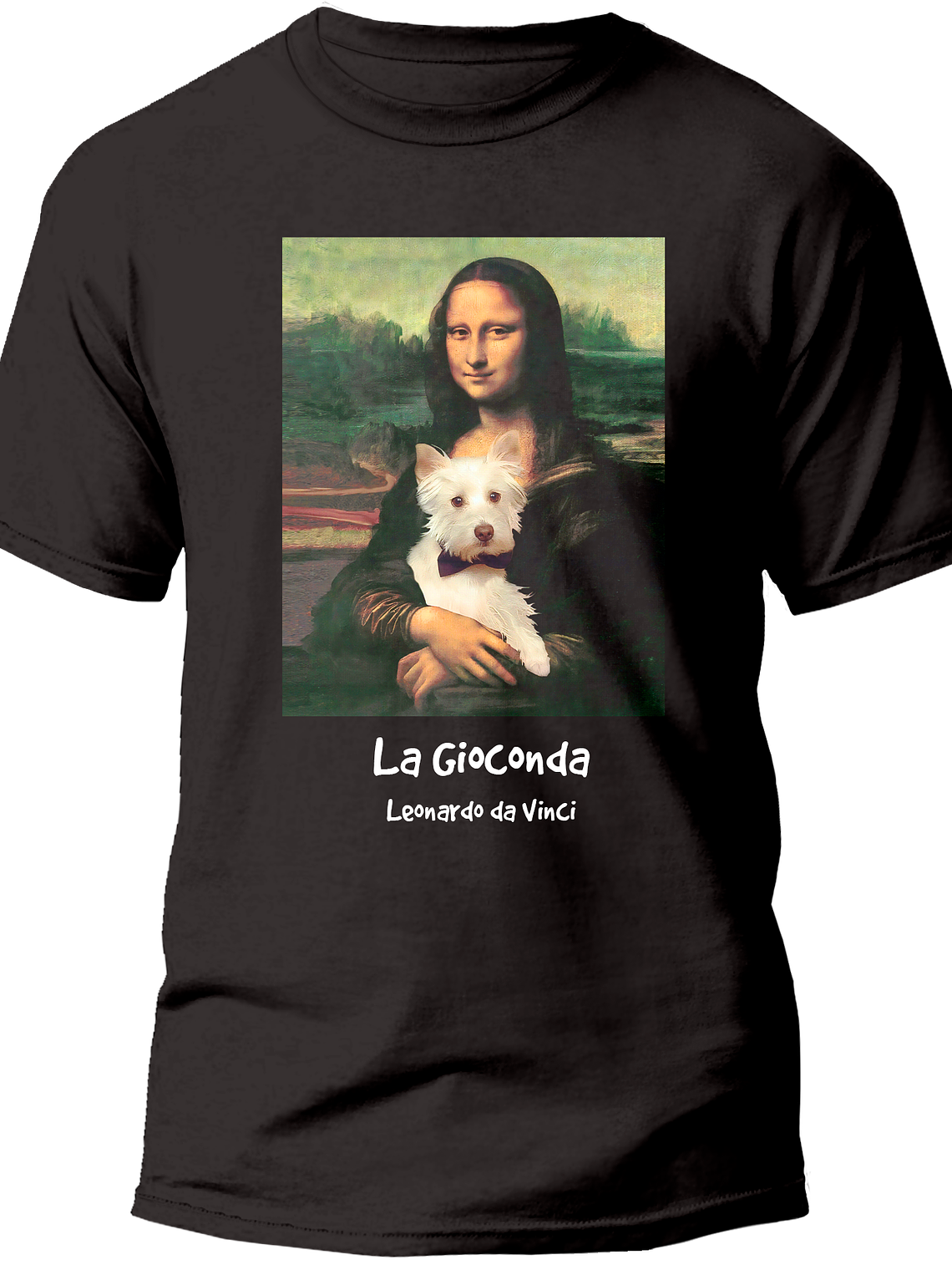 Polera La Gioconda (mona lisa) - Leonardo da Vinci Westie. Hombre  1