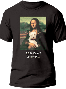 Polera La Gioconda (mona lisa) - Leonardo da Vinci Westie. Hombre 