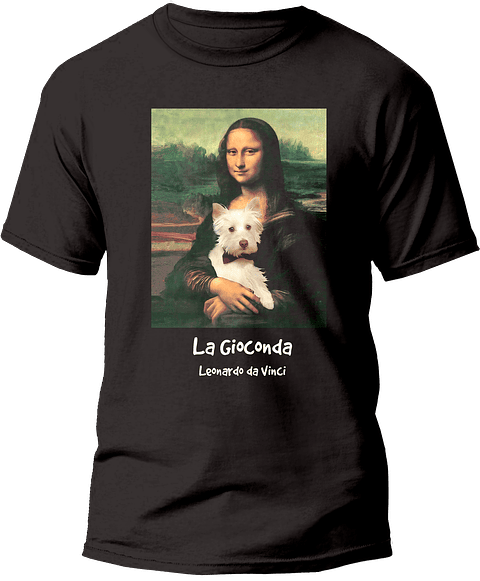 Polera La Gioconda (mona lisa) - Leonardo da Vinci Westie. Hombre 