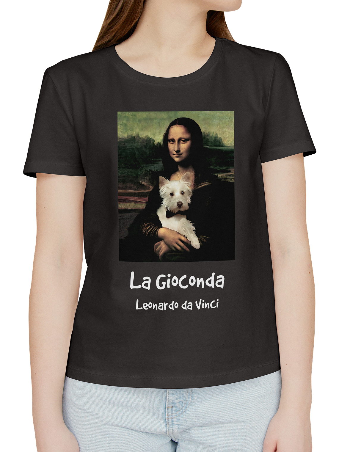 Polera La Gioconda (mona lisa) - Leonardo da Vinci Westie. Mujer 1