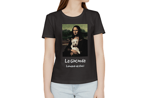 Polera La Gioconda (mona lisa) - Leonardo da Vinci Westie. Mujer