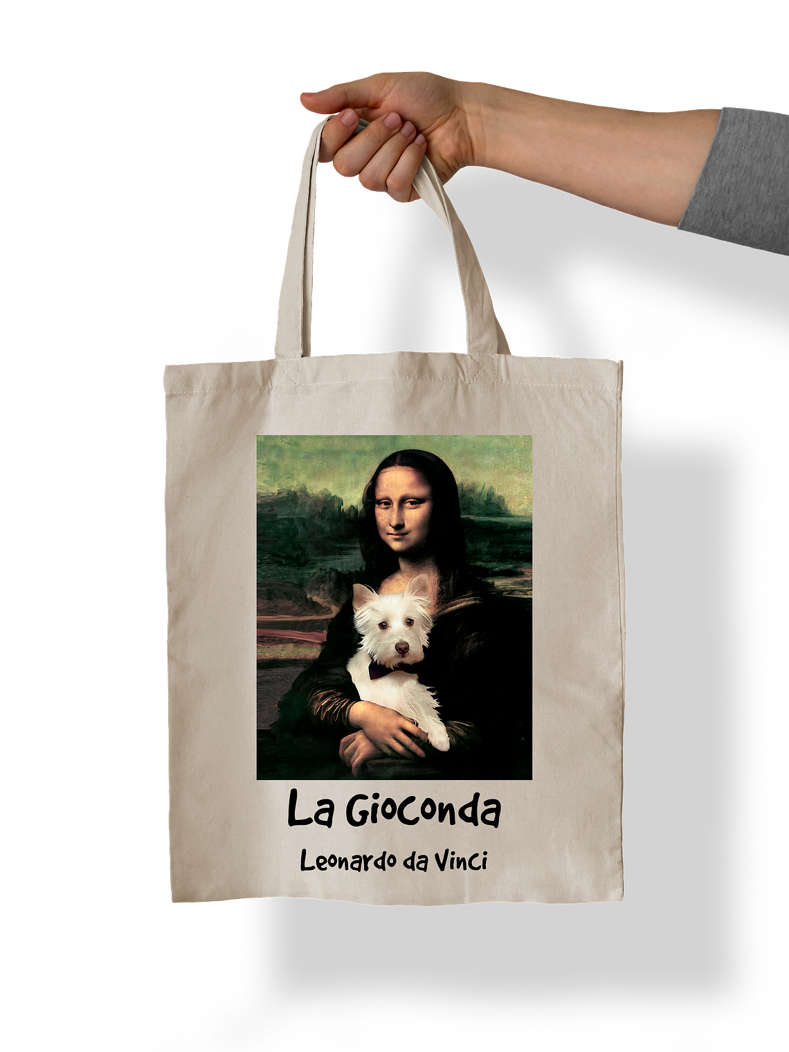Totebag La Gioconda (mona lisa) - Leonardo da Vinci Westie.  1