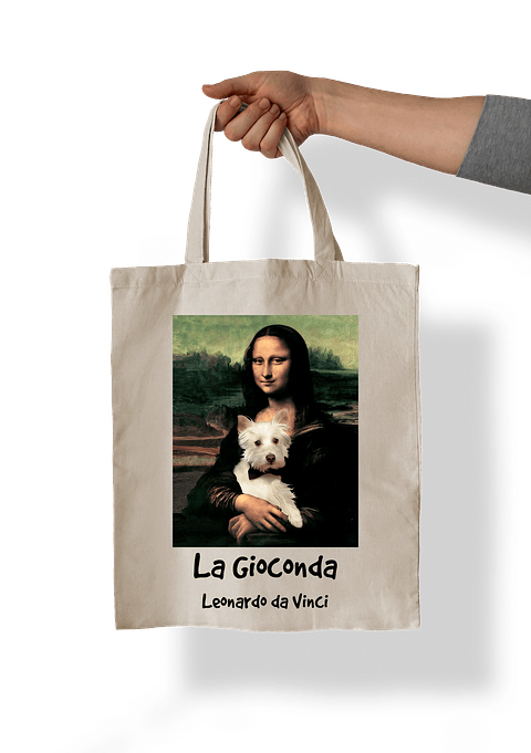 Totebag La Gioconda (mona lisa) - Leonardo da Vinci Westie. 
