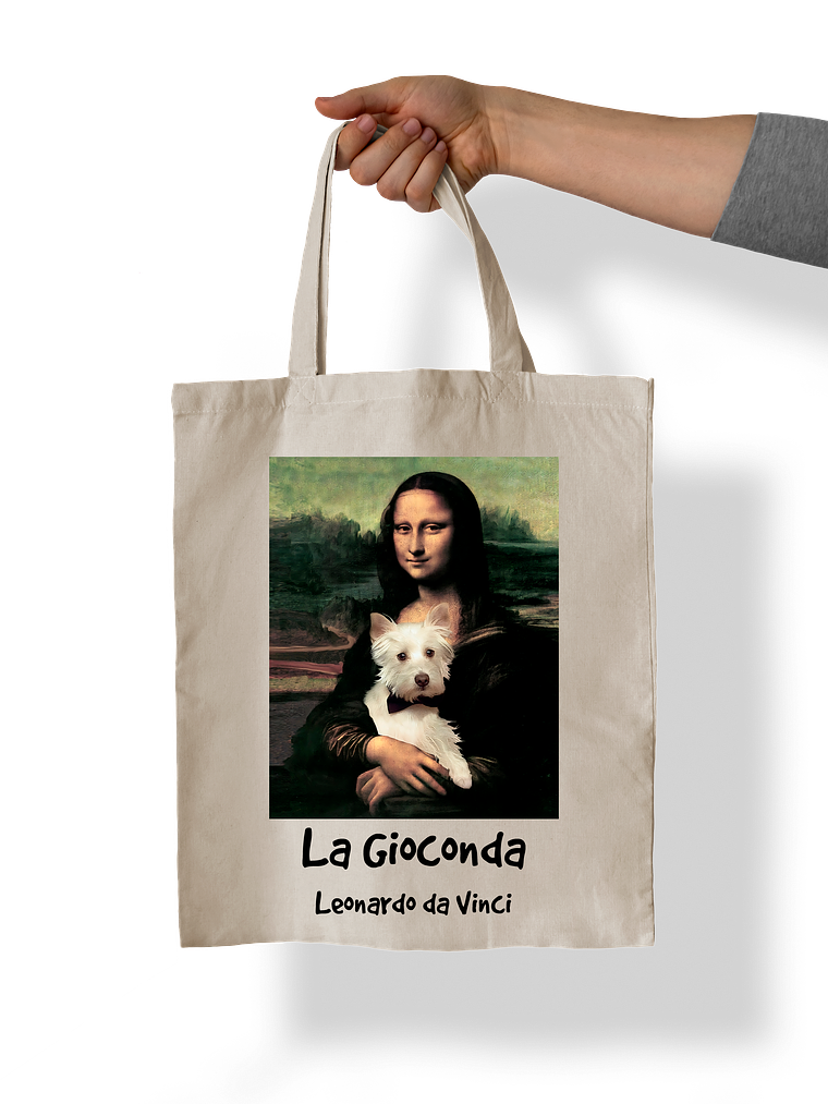 Totebag La Gioconda (mona lisa) - Leonardo da Vinci Westie.  1