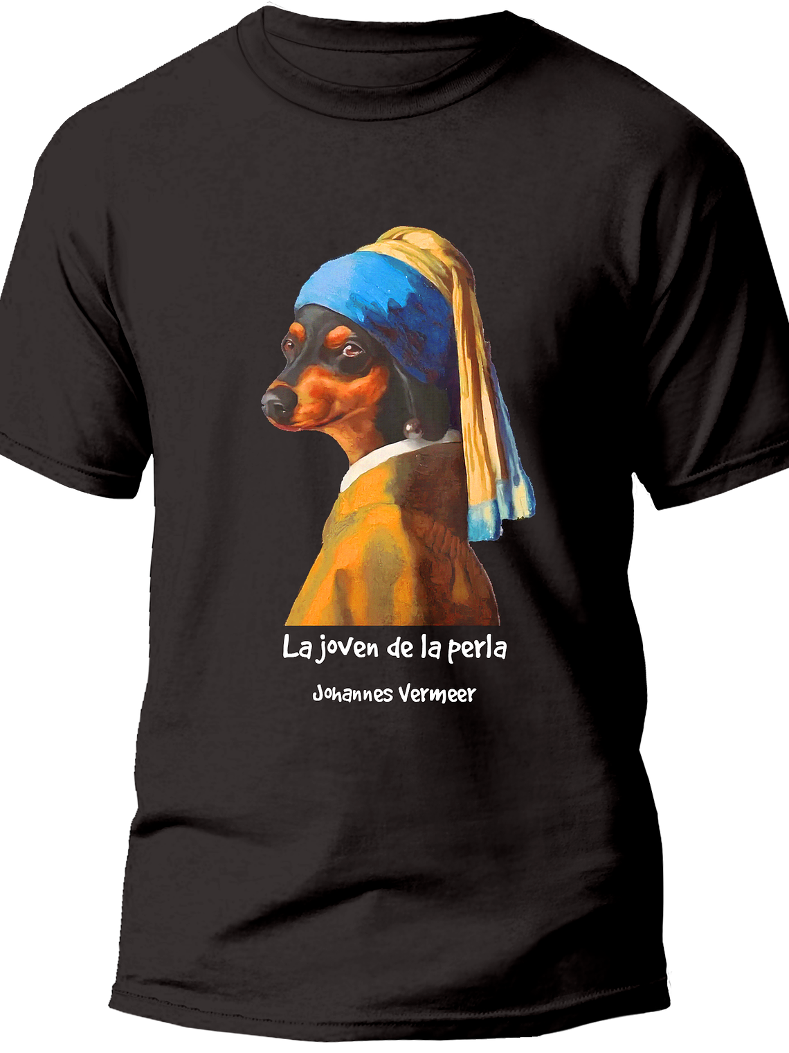 Polera La joven de la perla - Johannes Vermeer dachshund. Hombre  1