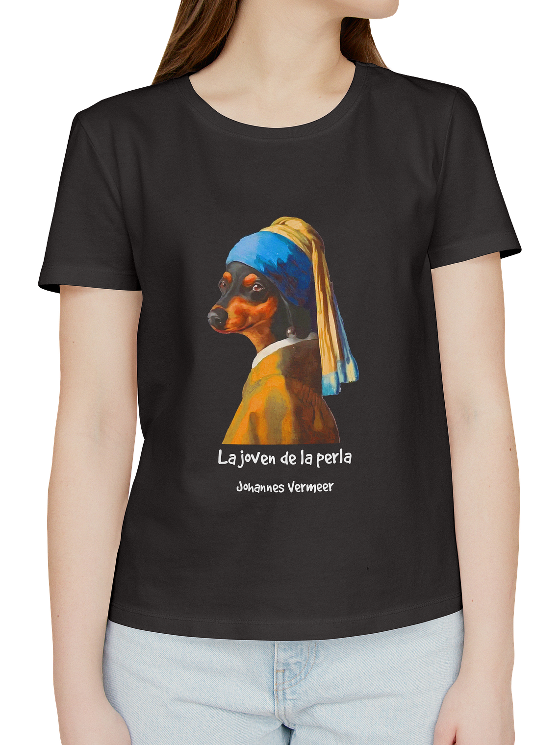 Polera La joven de la perla - Johannes Vermeer dachshund. Mujer 1