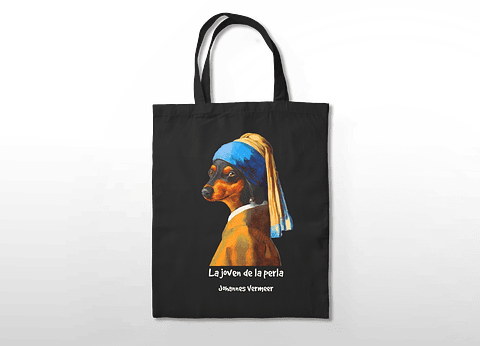 Totebag La joven de la perla - Johannes Vermeer dachshund. 