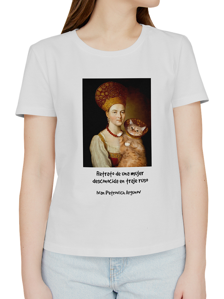 Polera Retrato de una mujer desconocida en traje ruso - Ivan Petrovich Argunov. Mujer. 1