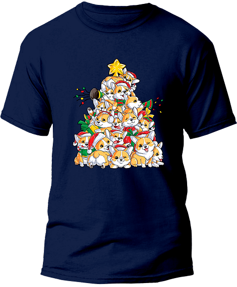Polera Corgi de navidad. Hombre