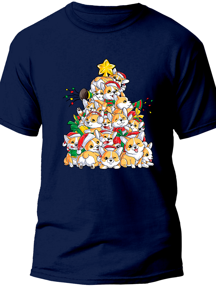 Polera Corgi de navidad. Hombre 1