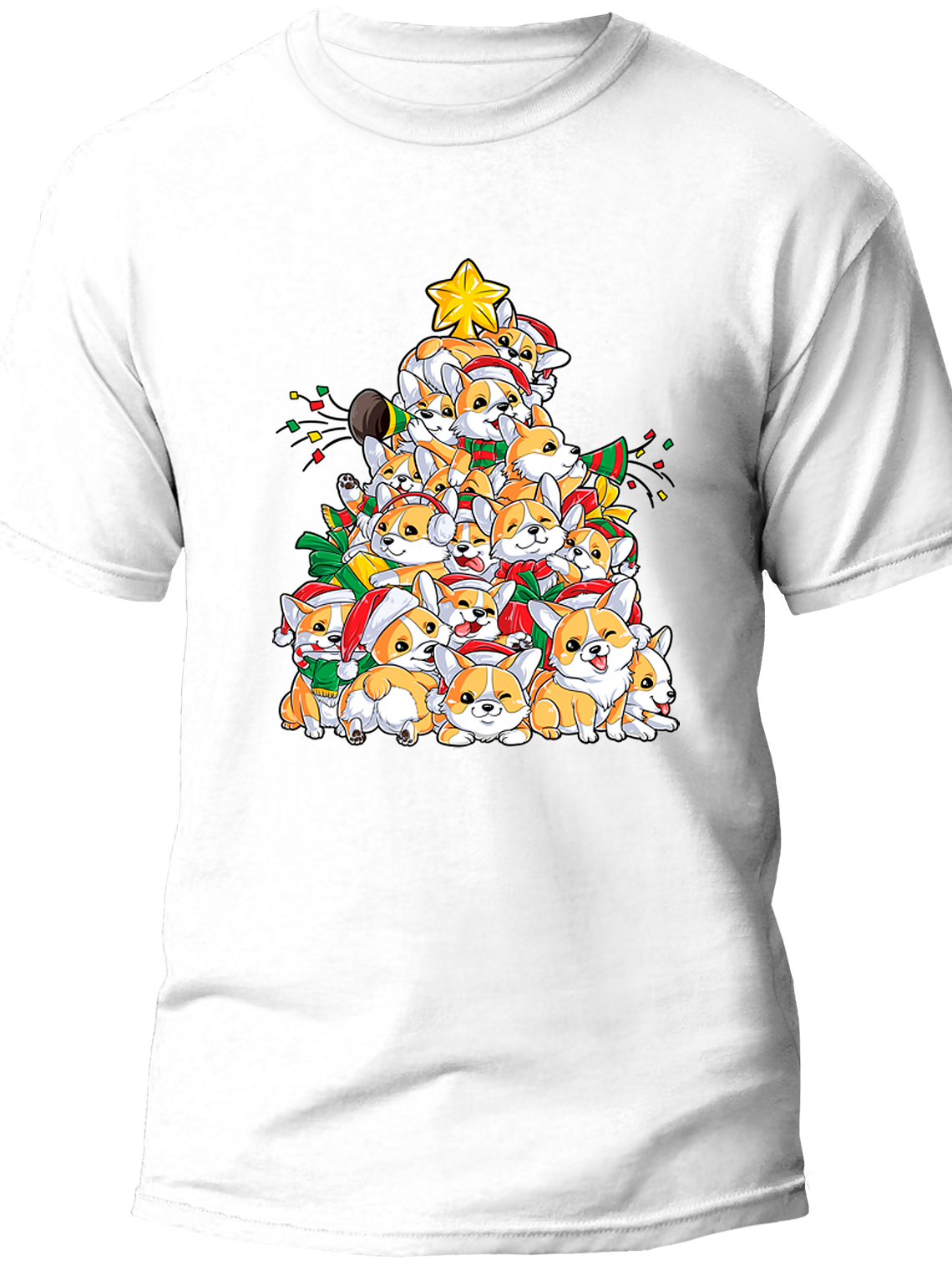 Polera Corgi de navidad. Hombre 2