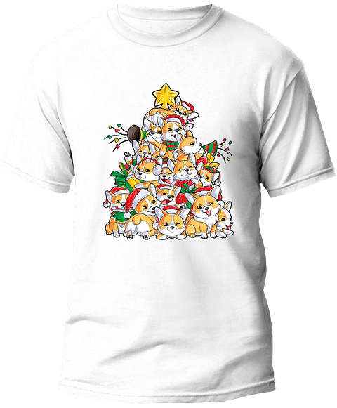 Polera Corgi de navidad. Hombre