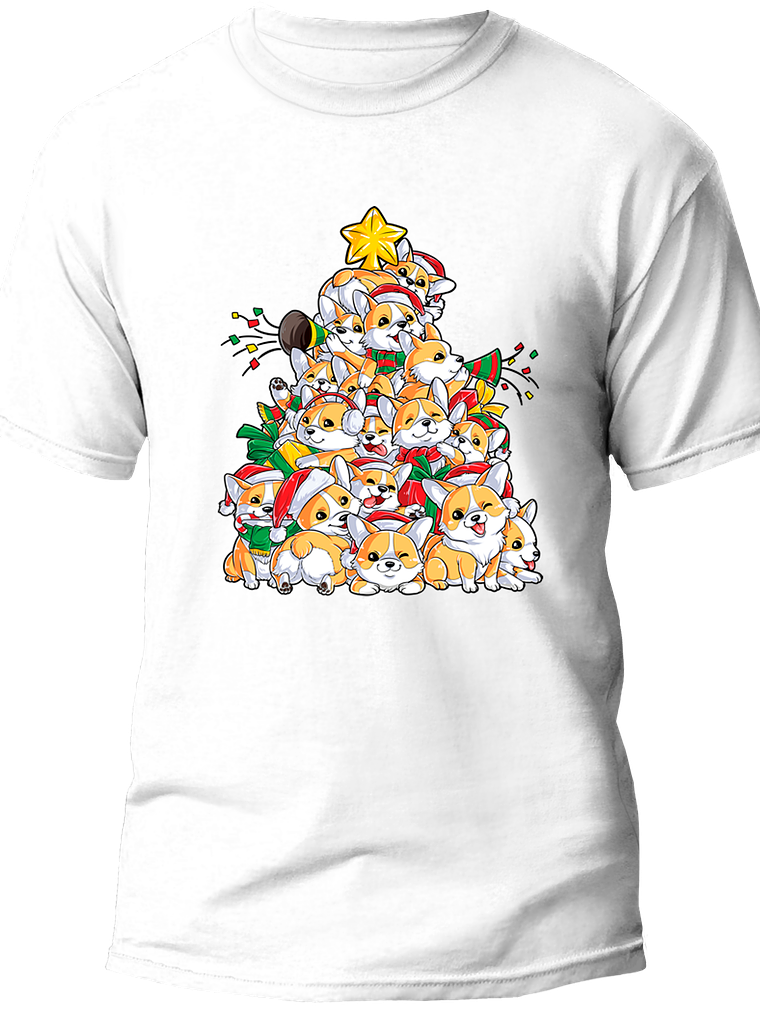Polera Corgi de navidad. Hombre 2