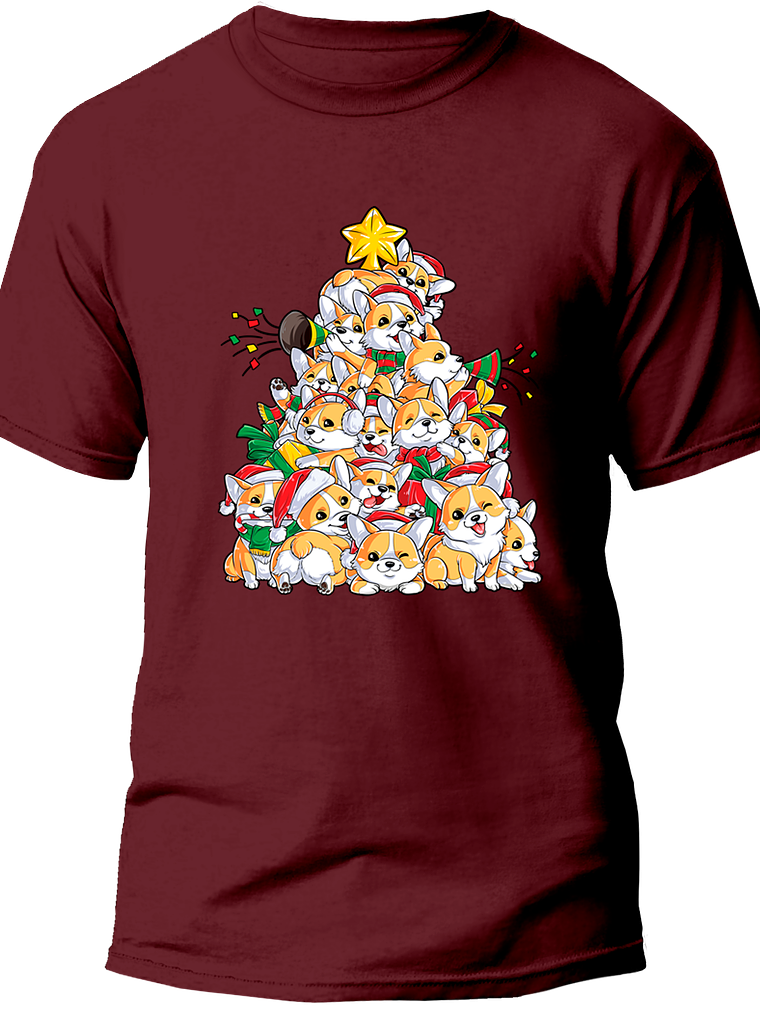 Polera Corgi de navidad. Hombre 3