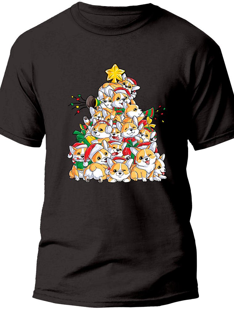 Polera Corgi de navidad. Hombre 5