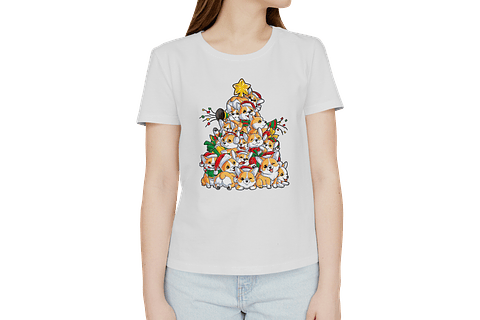 Polera Corgi de navidad. Mujer