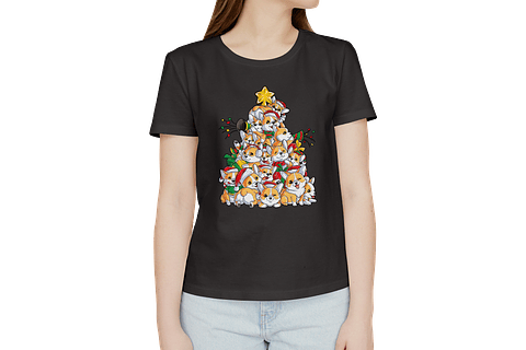 Polera Corgi de navidad. Mujer