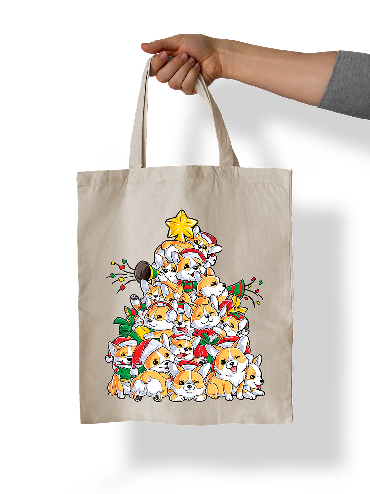 Totebag Corgi de navidad.  1
