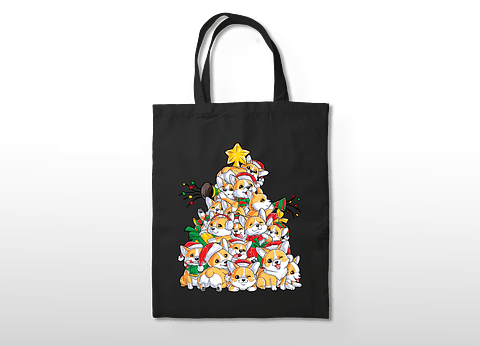 Totebag Corgi de navidad. 