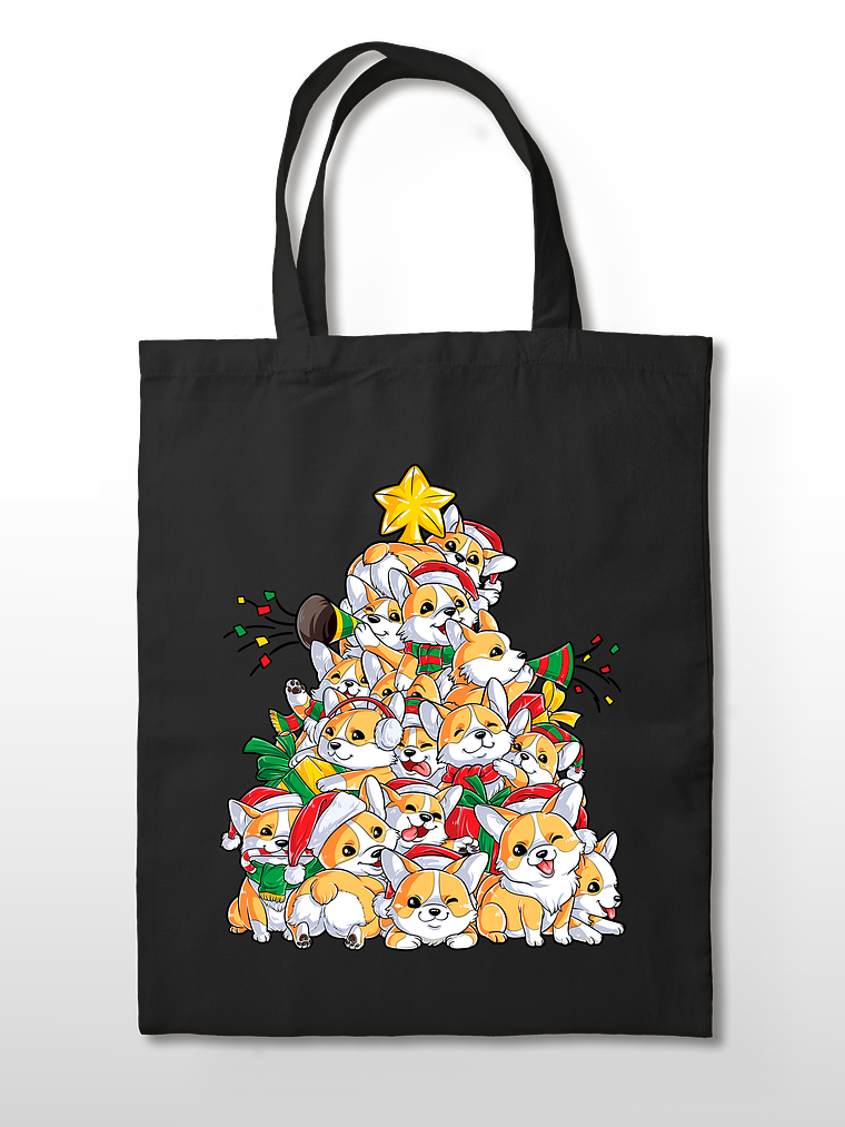 Totebag Corgi de navidad.  2