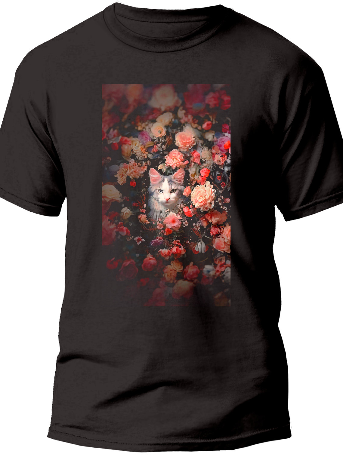 Polera gato flores. Hombre 1
