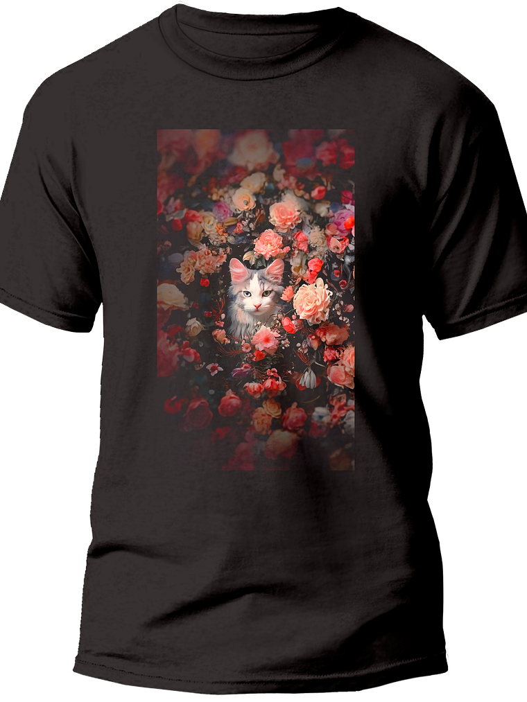 Polera gato flores. Hombre 1