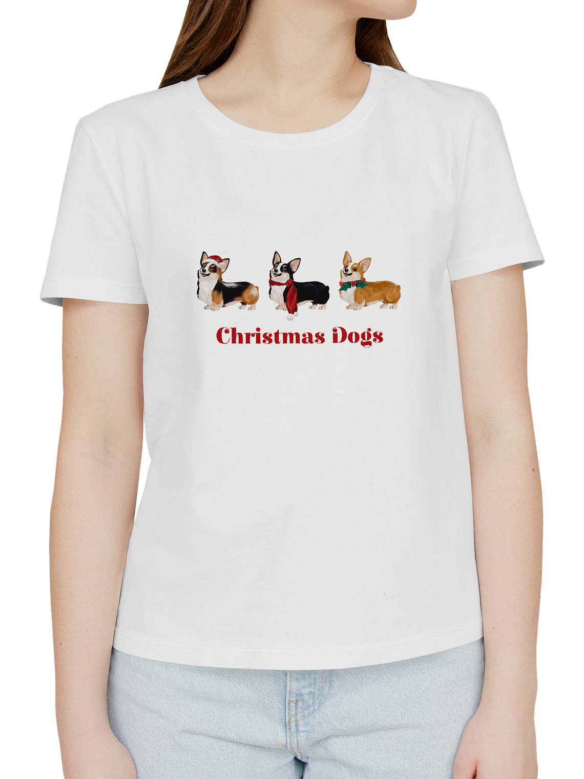 Polera Corgis de navidad Mujer 1