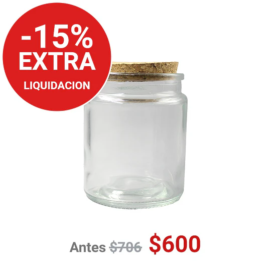 FRASCO TAPA CORCHO 200 ML COLOR TRANSPARENTE - FRC1258