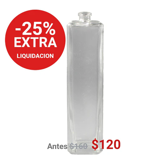 BOTELLA VIDRIO CUADRADA GRIM 120ML TRANSPARENTE 15MM - BOV3008