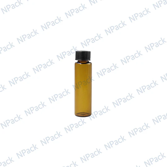 BOTELLA VIDRIO CAFE 10ML TAPA NEGRA - BOT0074