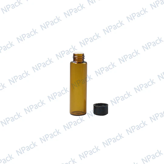 BOTELLA VIDRIO CAFE 10ML TAPA NEGRA - BOT0074