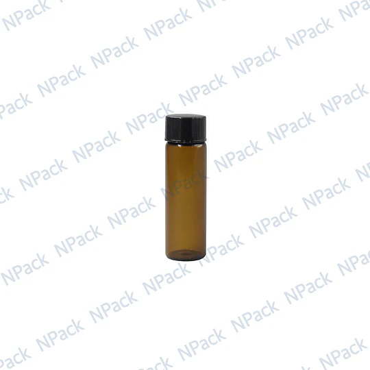 BOTELLA VIDRIO CAFE 6ML TAPA NEGRA  - BOV0018
