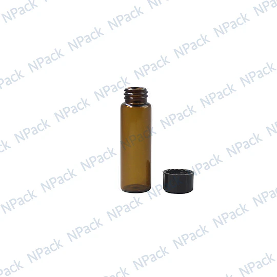 BOTELLA VIDRIO CAFE 6ML TAPA NEGRA  - BOV0018