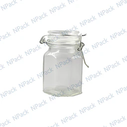 FRASCO VIDRIO TRANSPARENTE 100ML HEXAGONAL - FRV0001
