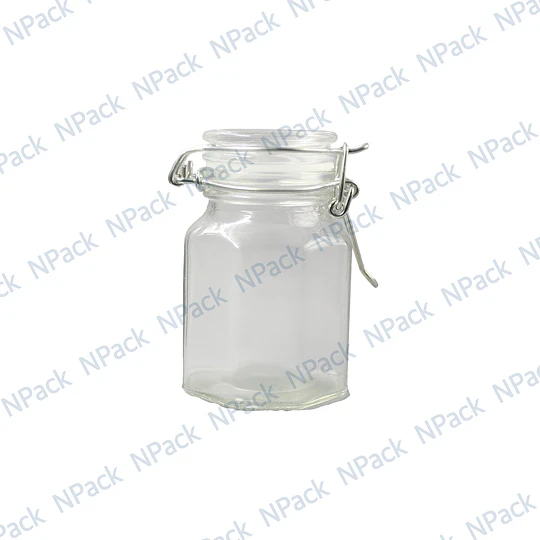FRASCO VIDRIO TRANSPARENTE 100ML HEXAGONAL - FRV0001