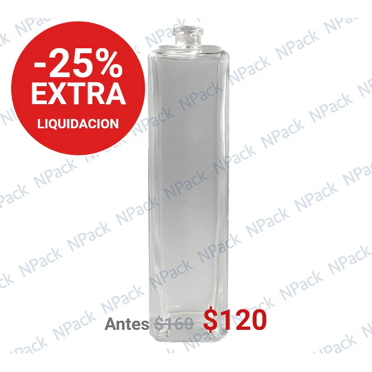 BOTELLA VIDRIO CUADRADA GRIM 120ML TRANSPARENTE 15MM - BOV3008