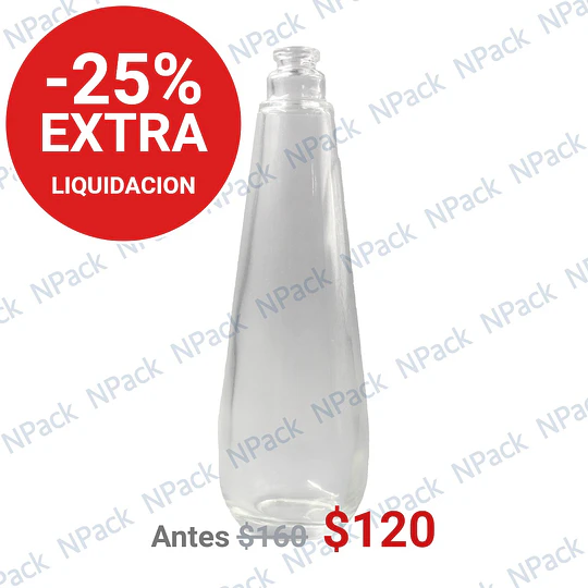 BOTELLA VIDRIO CONICA GRIM 110ML TRANSPARENTE 15MM - BOV3006