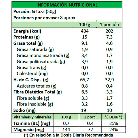 Harina de avena sin gluten 400g Mi tierra