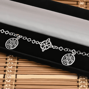 Pulsera nudo de bruja con tetragrammaton en plata 925
