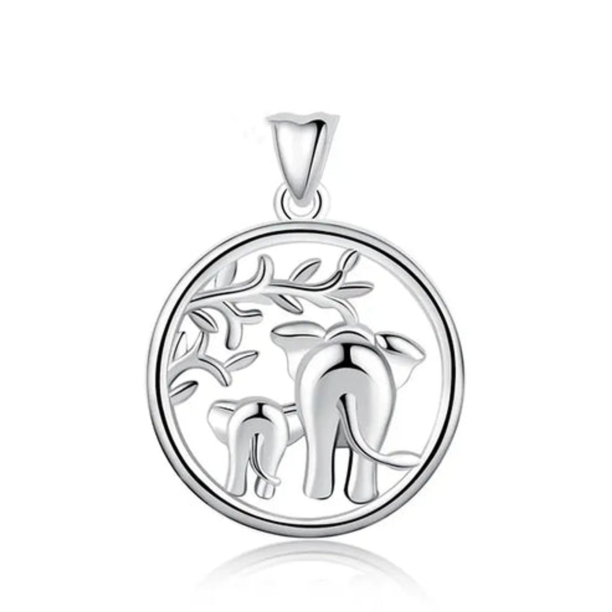 Colgante de elefante madre con hijo en plata 925 1
