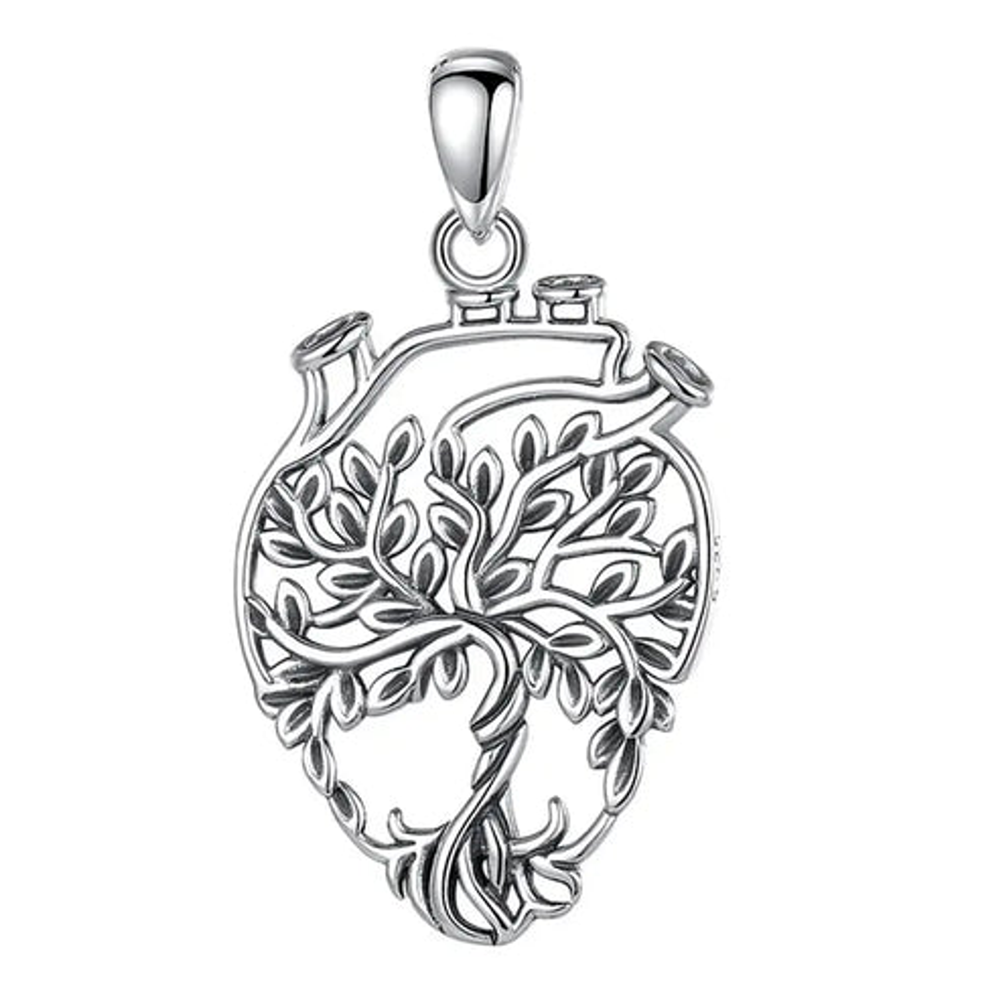 Colgante de corazón árbol de la vida en plata 925 1
