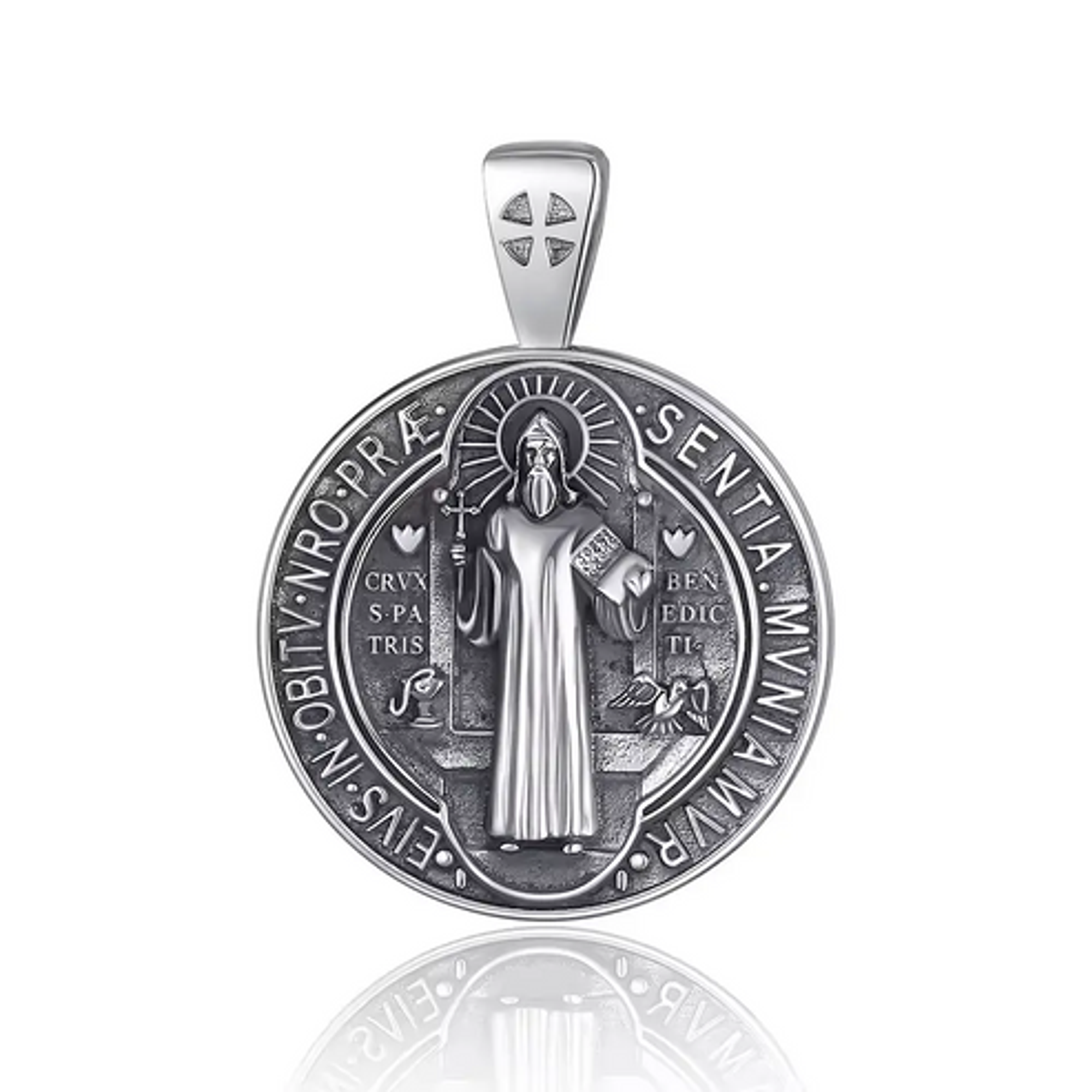 Colgante medalla de san Benito en plata 925 1