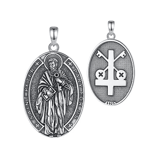 Colgante medalla de San pedro en plata 925
